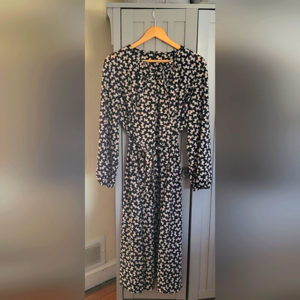 **Vintage** Lady Match Mates Fun Schnauzer Print Belted Dress